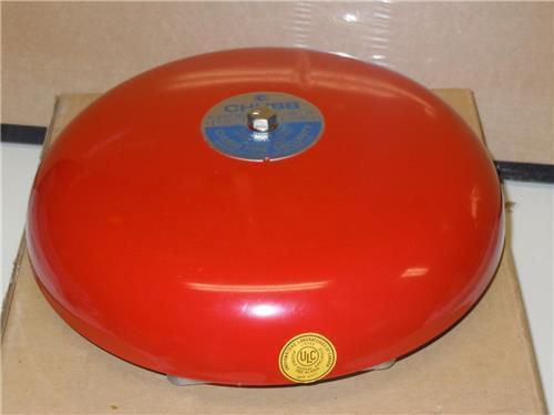 Chubb fire security red 10&#034; polarized alarm bell #74306 10in 24v mirtone school for sale