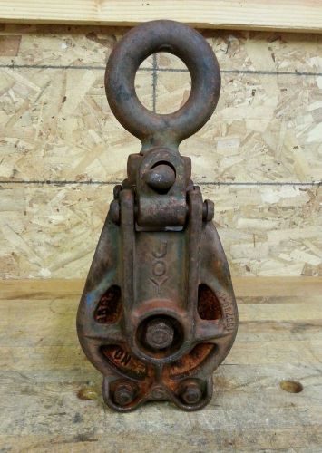 Vintage joy 6&#034; snatch block 6 ton? with swivel eye for 3/8&#034; - 1/2&#034; cable works for sale