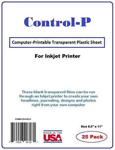 25 Pack Clear InkJet Transparency Film / Computer Printable Transparent Plastic