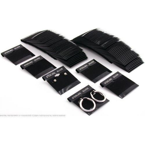 100 Black Sterling Silver Earring Cards 2&#034;