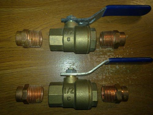 2 x New 1/2&#034; Nibco Ball Valves Shut off valve