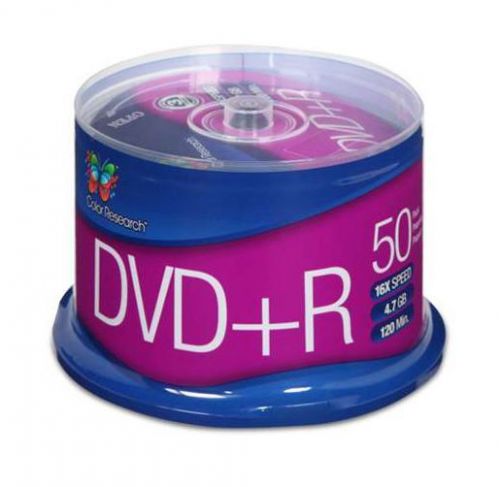 NEW! Color Research Cake Box DVD+R 50-Pack, 16X, 120 mins, 4.7GB - C18-42003