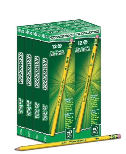 Dixon Ticonderoga Wood-Cased #2 HB Pencils Box of 96 Yellow (13872)