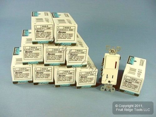 10 New Leviton Almond Decora Rocker Switches w/Receptacle 15A Outlet S.P. 5648-A