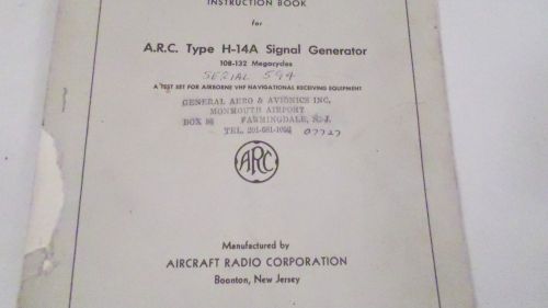 1962 a.r.c type h-14a signal generator 108-132 megacycles instruction manual for sale