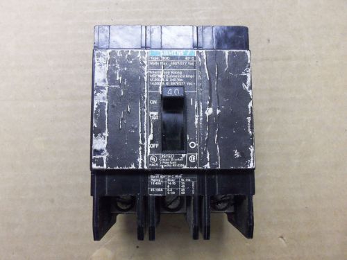Ite siemens bqd 3 pole 40 amp 480y/277v 240v bqd340 circuit breaker worn label for sale