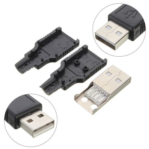 10 set USB 2.0 Type A Plug 4 Pin Male Adapter Connector Jack Plastic Cover DIY