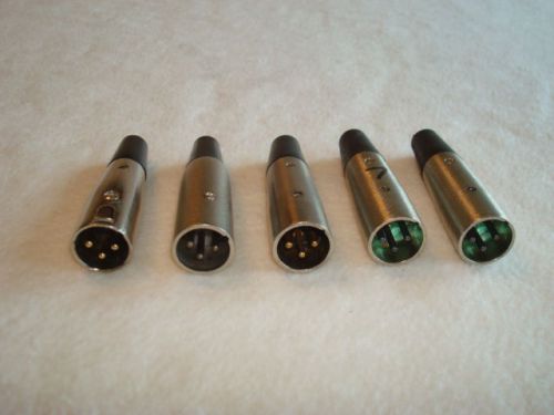 Lot of 5 Switchcraft/Non-Switchcraft A3M XLR Male Audio Cable Connectors (Used)