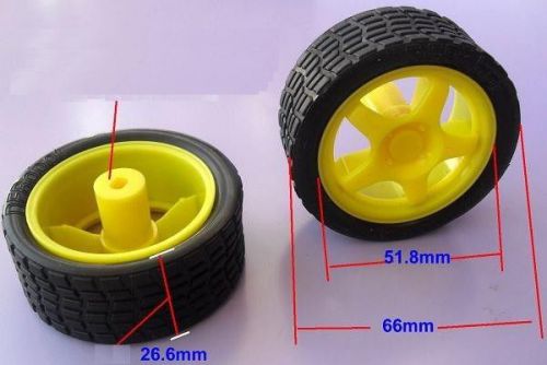 2pcs Small Smart Car Model Robot Plastic Tire Wheel 66mm x 26mm