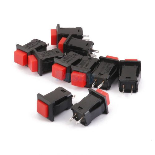 10x Car Boat Switches Self-Locking Dash ON-OFF Push Button Latching DIY Red