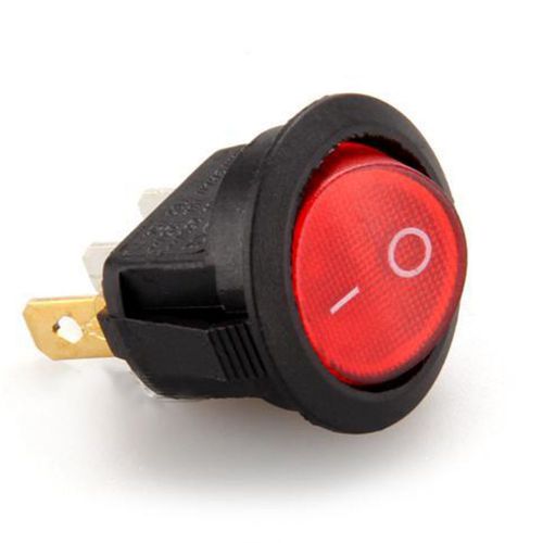 New Mini Snap In Rocker Led Indicator Switch 3 Pin On/Off 12V Red