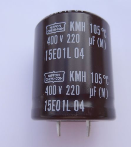1 pc 220uF, 400V  Electrolytic Capacitor. Snap-in. P/N EKMH401VNN221MR35T