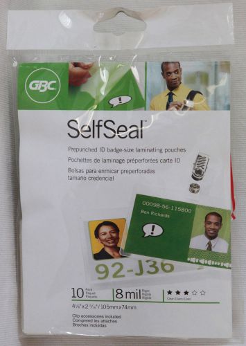 GBC Selfseal Prepunched ID Badge /W Clips 10pk