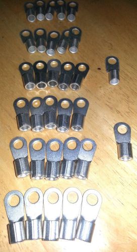 32 Barrel Terminal Connectors Lugs #6 Wire AWG 1/4&#034; Stud