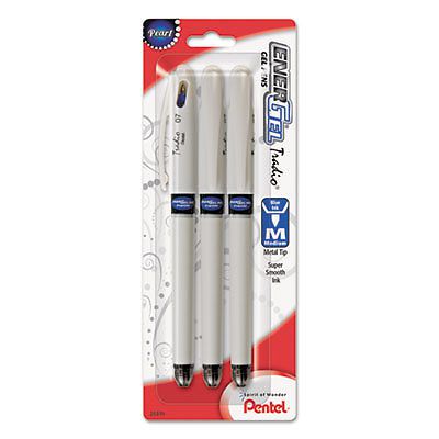 EnerGel Tradio Liquid Gel Pen, .7mm, Pearl Barrel, Blue Ink BL117WBP3C