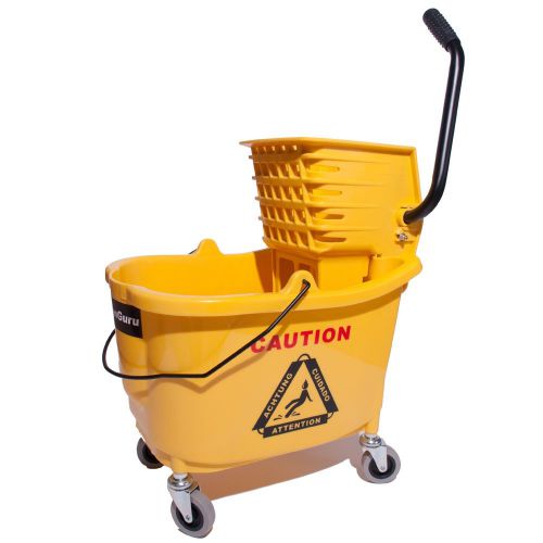 36qt side press mop bucket with wringer - yellow for sale