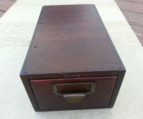 Vintage Globe wood file Cabinet single Drawer Library card cabinet