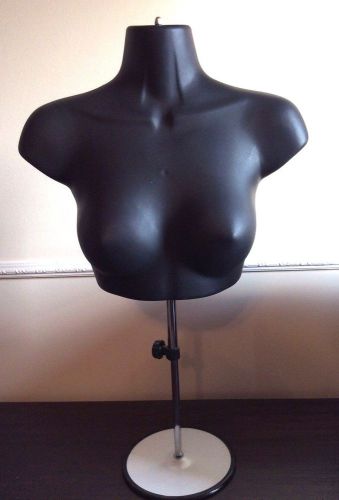 Black Female Upper Torso Mannequin Form with METAL STAND Adjustable Height