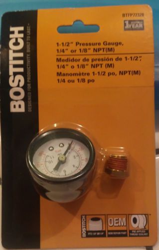Bostitch 1-1/2in Pressure Gauge, 1/4in or 1/8in NPT(M)