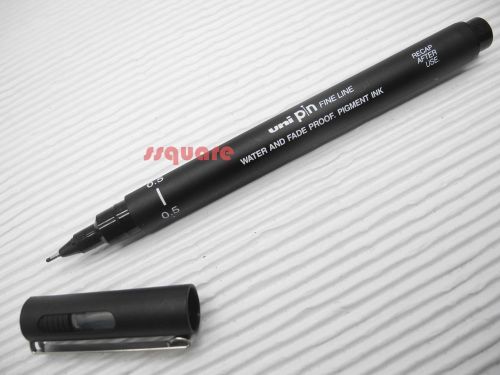 3 x Uni-Ball Uni Pin 0.5mm Fine Line Pigment Ink Black Fineliner Marker Pens