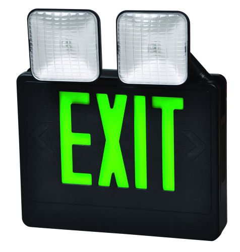 Combo LED and Exit / Emergency Light in Green LED and Black Housing