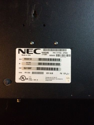 NEC VANGARD, 17770A-4PDIG 8 PORT DIGITAL VOICEMAIL WITH POWER SUPPLY