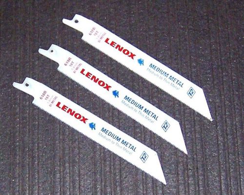 3 ea. Bulk Pack Lenox 6118R 6&#034; 18-TPI Reciprocating Bi-Metal Blades