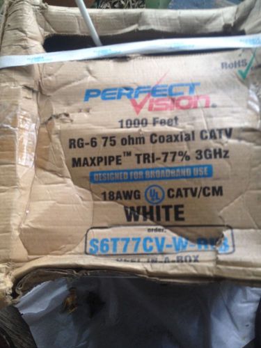 Perfect Vision 1000&#039; RG-6  75 Ohm Coaxial CATV Max pipe Tri-77% 3ghz