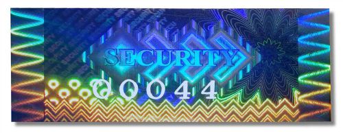 504x high security blue hologram numbered stickers, 50mm x 20mm labels kinetic for sale