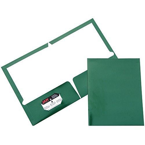 JAM Paper? Two Pocket Glossy Presentation Folder - Green - 50 Folders per Box