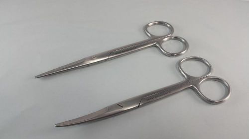 2 Mayo Scissors 5.5&#034; STRAIGHT &amp; CURVED GERMAN STAINLESS CE Dissecting Surgical