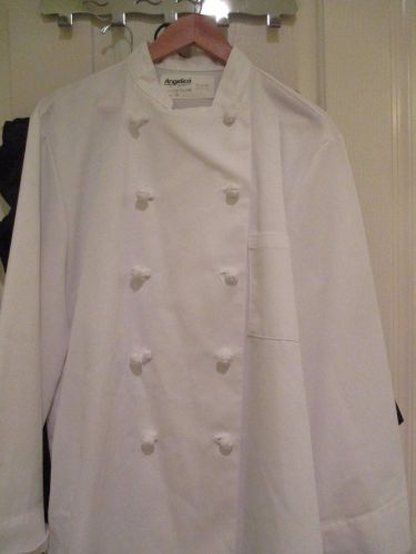 Chef Coat by Angelica Uniform Group, Size 40 White, Knot Buttons Double Breasted