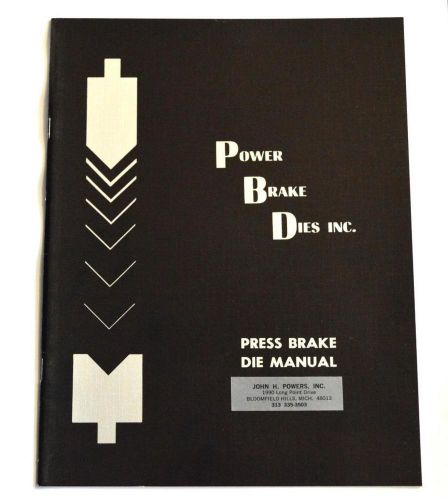 Power brake dies inc. press brake die manual for sale