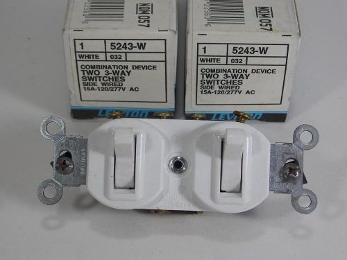 NEW LOT OF 2 LEVITON 5243 COMBINATION TW0-3 WAY TOGGLE SWITCH WHITE COLOR 15A