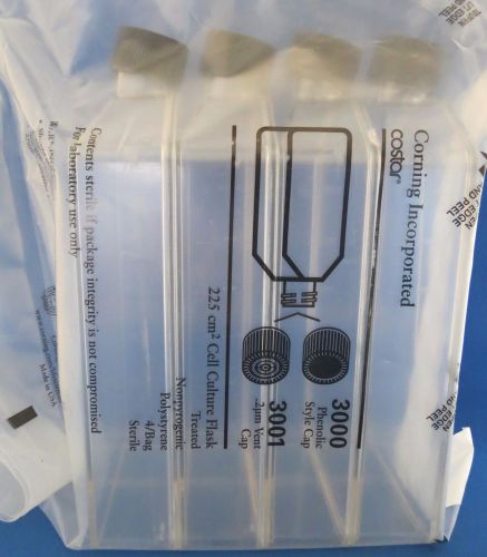 Qty 24 Corning  Costar  225cm2 PS Cell Culture Flask Canted Neck &amp; Cap TC 3000