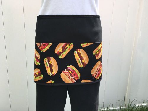 Black Food Burgers server waitress waist apron 3 pocket  restaurant Classyaprons