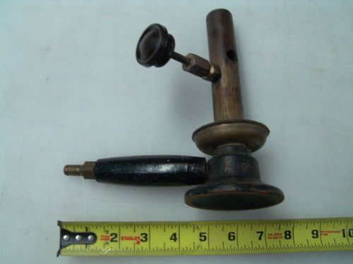 Vintage Lab Heavy Duty Bunsen Burner ~ Brass and Cast Iron with Wooden Handle