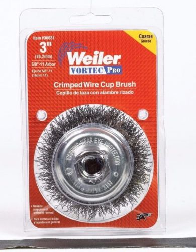 Weiler crimped wire cup brush 3 &#034; 14000 rpm coarse 5/8 &#034; -11 arbor (4e1-011) for sale