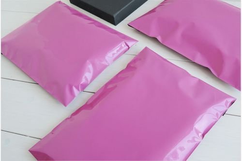 8&#034; x 14&#034; 100 Sheets Two Layer Pink Delivery Plastic Poly Bag Packaging Sealing