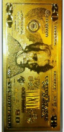 ~GREAT NEW COLLECTIBLE~GOLD U.S $20 BANKNOTE REP.*FINE.999 FREE SHIPPING IN U.S-