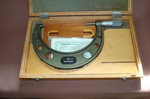 4 TO 5IN MICROMETER .0001in, MITUTOYO 103-117, WOOD CASE