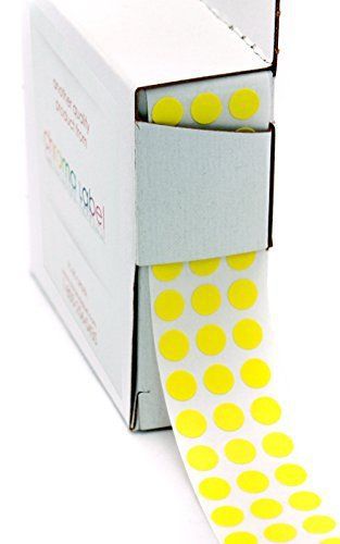 1/4&#034; yellow color-coding dot stickers | permanent adhesive, 0.25 in. - 1,000 ... for sale