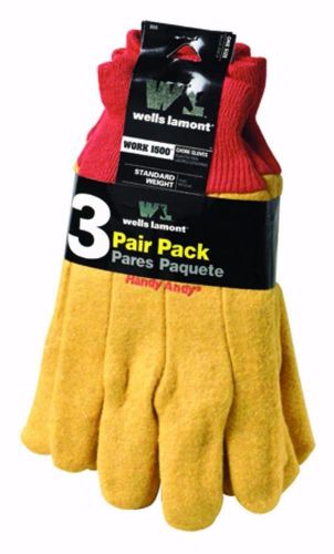 Wells lamont 300f 3-pair pack gen purpose chore work gloves-cotton line-one size for sale