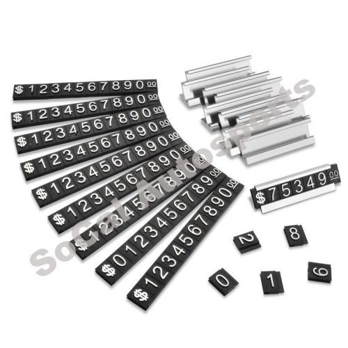 10 SET SILVER NUMBER ADJUSTABLE PRICE DISPLAY COUNTER STAND TAG LABEL METAL CUBE