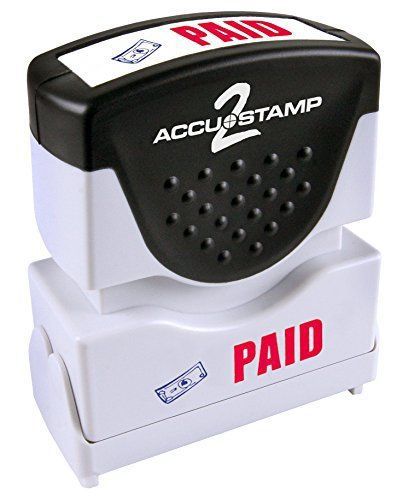 ACCUSTAMP &#034;PAID&#034; Shutter Stamp with Microban Protection, Pre-Inked Red and Bl...