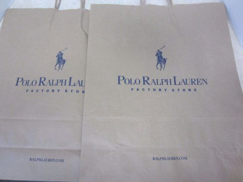 (2)  Two Large Polo Ralph Lauren Factory Store Shopping Bags 19&#034; H x 16&#034; W x 6&#034;D