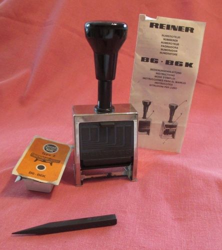 Reiner B6 Multiple Movement Hand Numbering Machine w/extra ink pad- made/Germany