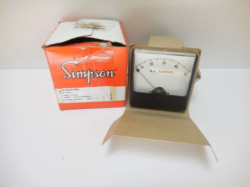 Simpson AC AMPERES Meter Model 1357  0 - 50 Apms New Old Stock