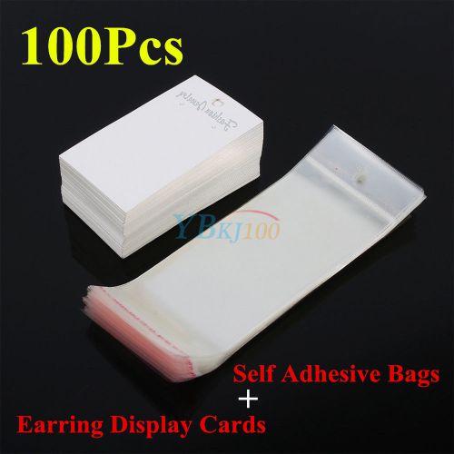 100pcs 5cmx9cm ear studs earring display card+self adhesive bags diy accessories for sale