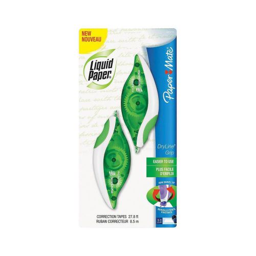 Paper Mate Liquid Paper DryLine Grip Correction Tape, 0.2 x 335 Inches, 2-Pack